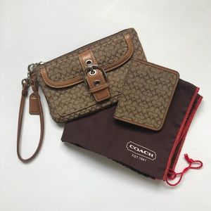 C O A C H • Brown Wristlet and Matching Card Case